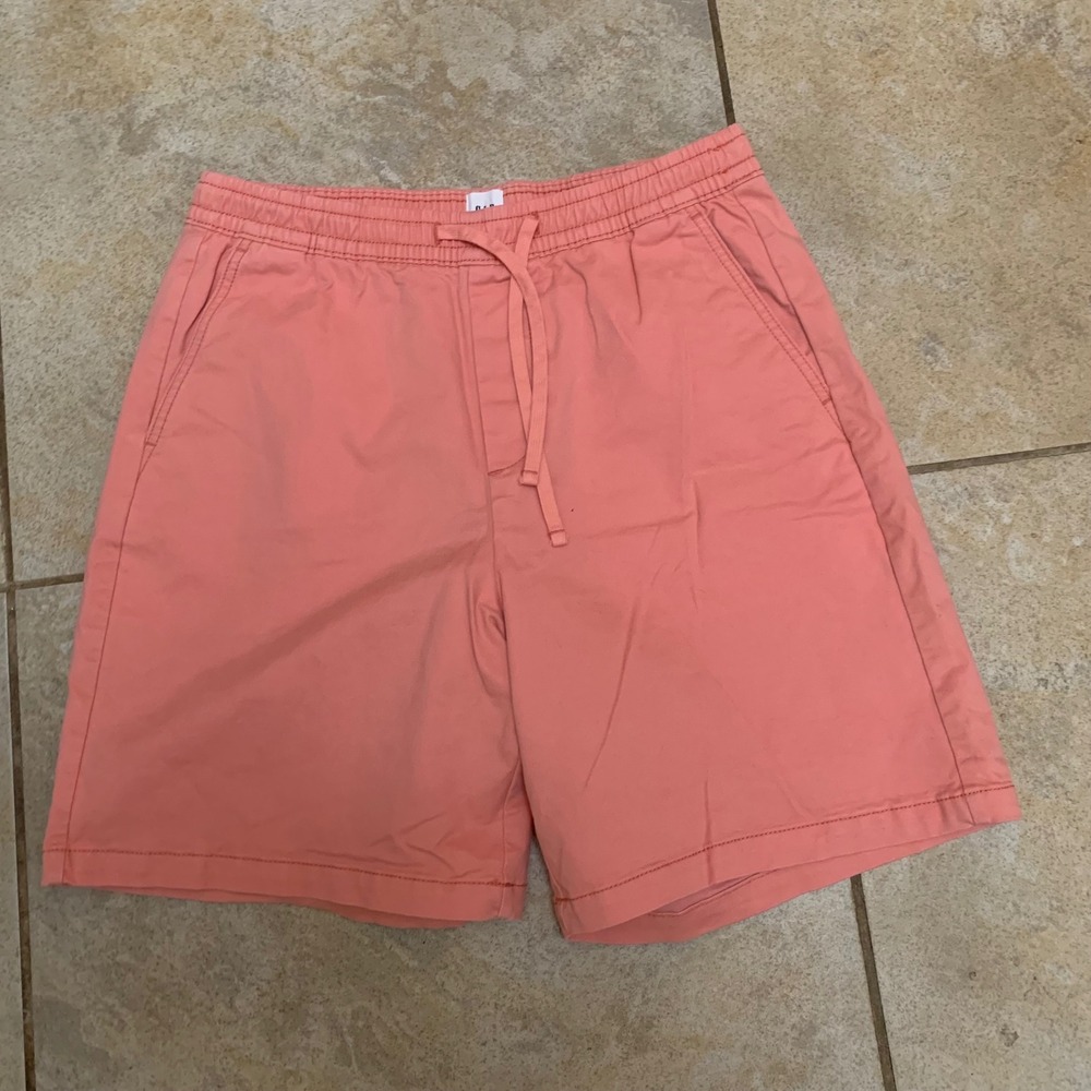 Gap Shorts Mens Small Pink 7" Easy Short Elastic Waist Drawstring Coral Twill